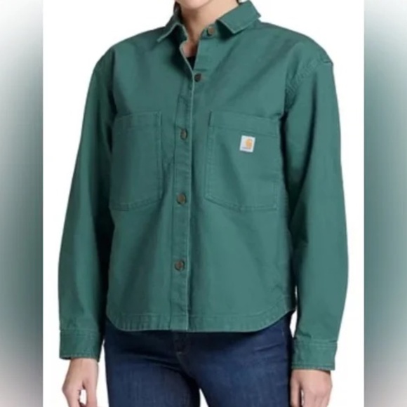 Carhartt Rugged Flex Women's Duck Canvas Overshirt Size XL NWT Green, OUtdoors - Picture 1 of 13